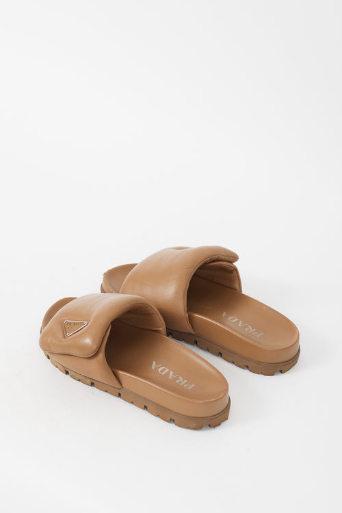 Prada Brown Padded Leather Slide