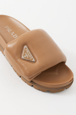 Prada Brown Padded Leather Slide