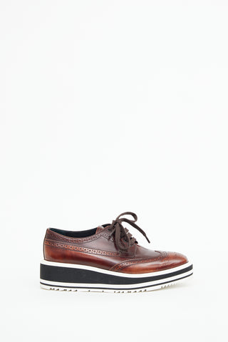 Prada Brown Platform Oxford Brogue Boot