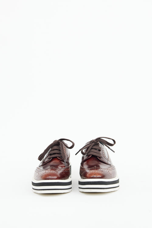 Prada Brown Platform Oxford Brogue Boot