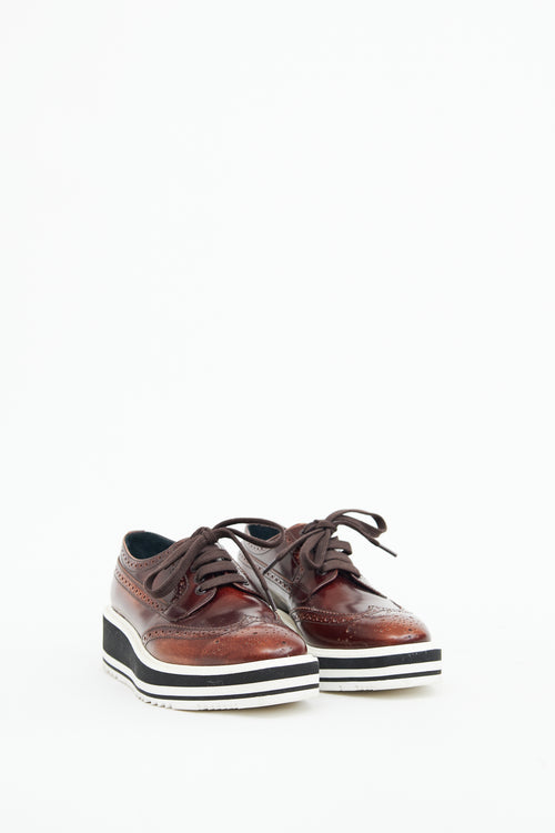 Prada Brown Platform Oxford Brogue Boot