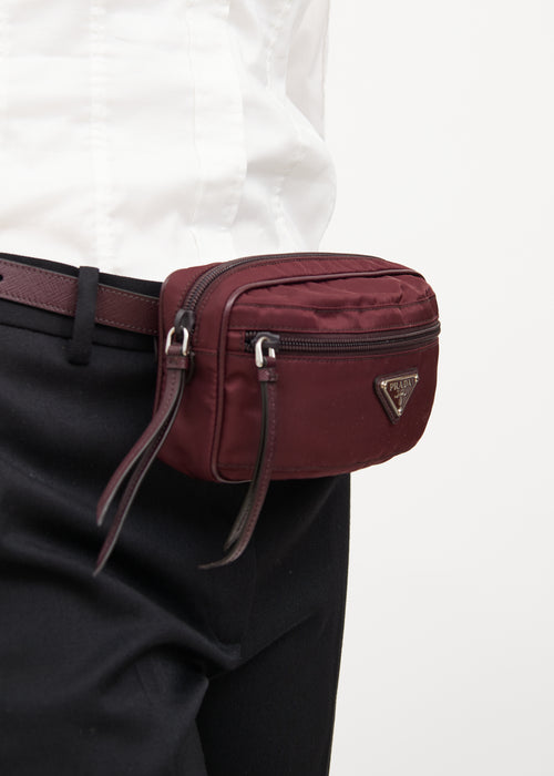 Burgundy Tessuto Saffiano Belt  Bag