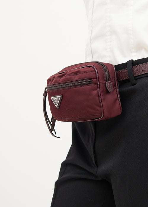 Burgundy Tessuto Saffiano Belt  Bag