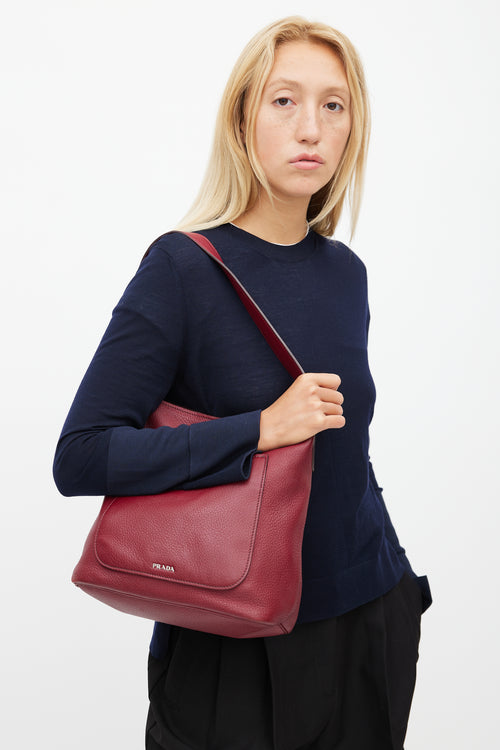 Prada Burgundy Smooth Leather Shoulder Bag