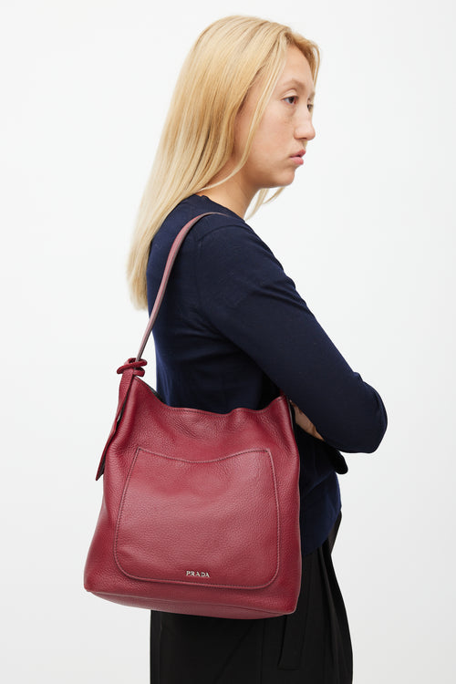 Prada Burgundy Smooth Leather Shoulder Bag