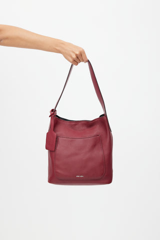 Prada Burgundy Smooth Leather Shoulder Bag