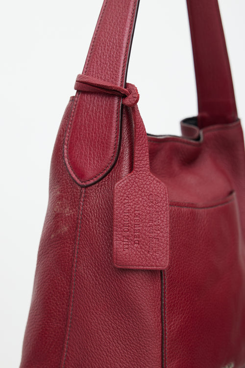 Prada Burgundy Smooth Leather Shoulder Bag