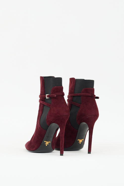 Prada Burgundy Suede Chelsea Boot