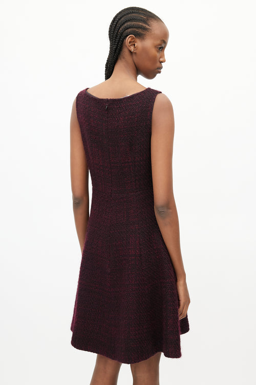 Prada Burgundy Wool V-Neck Dress