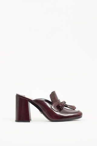 Prada Burgundy Leather Fringe Mule