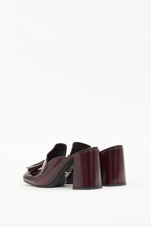 Prada Burgundy Leather Fringe Mule