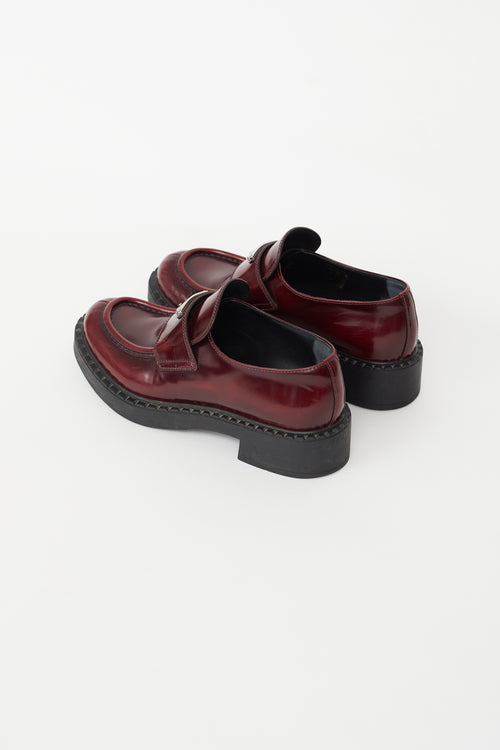 Prada Burgundy Patent Logo Loafer