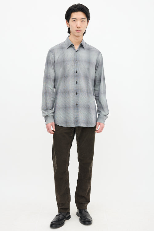 Prada Check Straight Collar Shirt