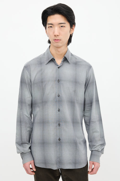 Prada Check Straight Collar Shirt