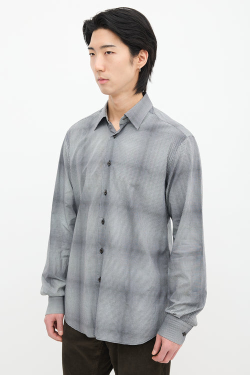 Prada Check Straight Collar Shirt