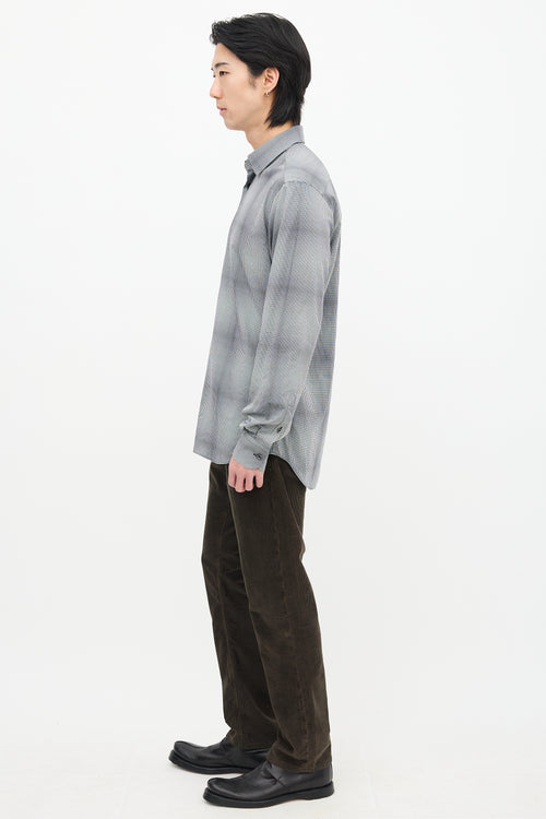 Prada Check Straight Collar Shirt