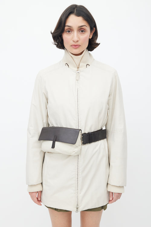 Prada Cream Belted Puffer Jacket