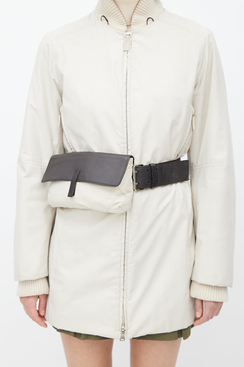 Prada Cream Belted Puffer Jacket