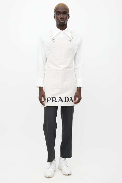 Prada Cream Canvas 
Linen Logo Apron