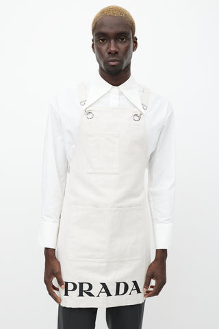 Prada Cream Canvas 
Linen Logo Apron