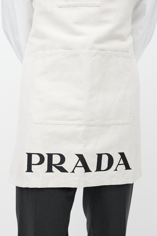 Prada Cream Canvas 
Linen Logo Apron