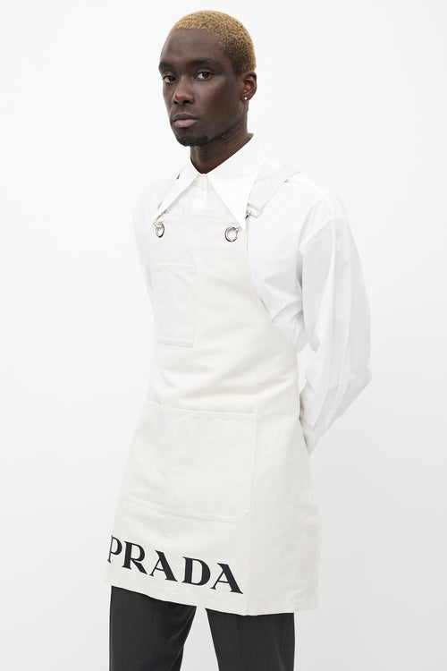 Prada Cream Canvas 
Linen Logo Apron