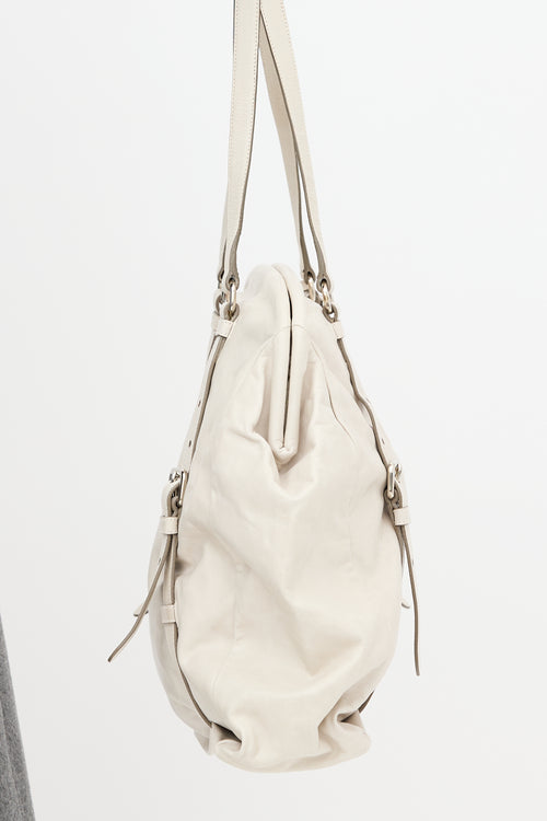 Prada Cream Leather Tote Bag