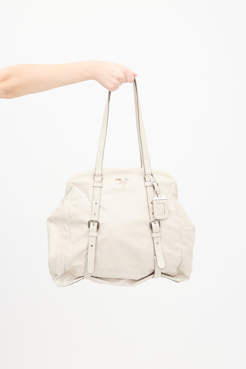 Prada Cream Leather Tote Bag