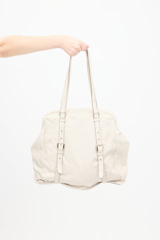 Prada Cream Leather Tote Bag