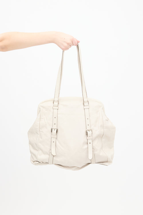 Prada Cream Leather Tote Bag