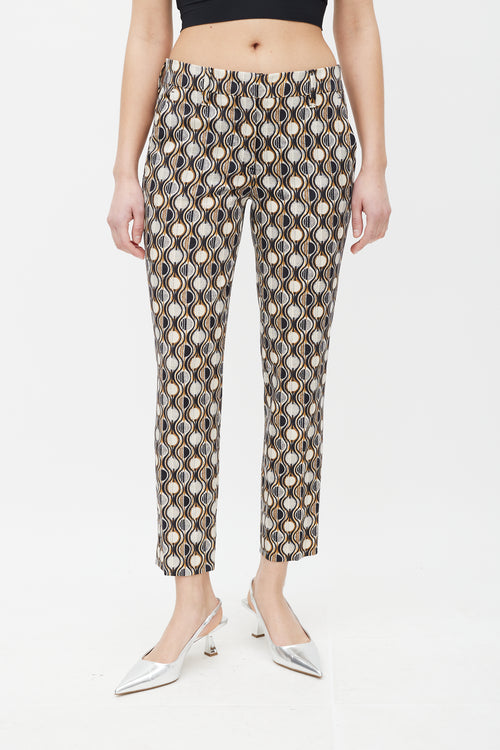 Prada Cream 
Multicolour Pattern Slim Wool Trouser