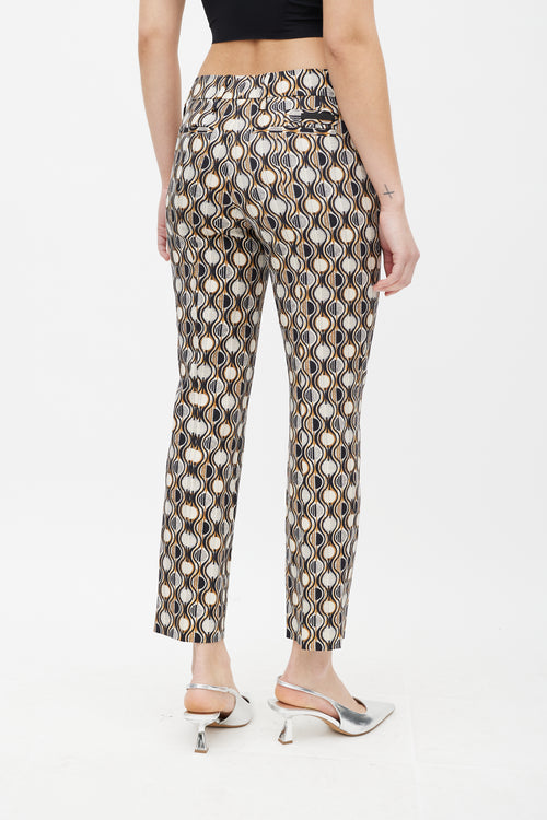 Prada Cream 
Multicolour Pattern Slim Wool Trouser