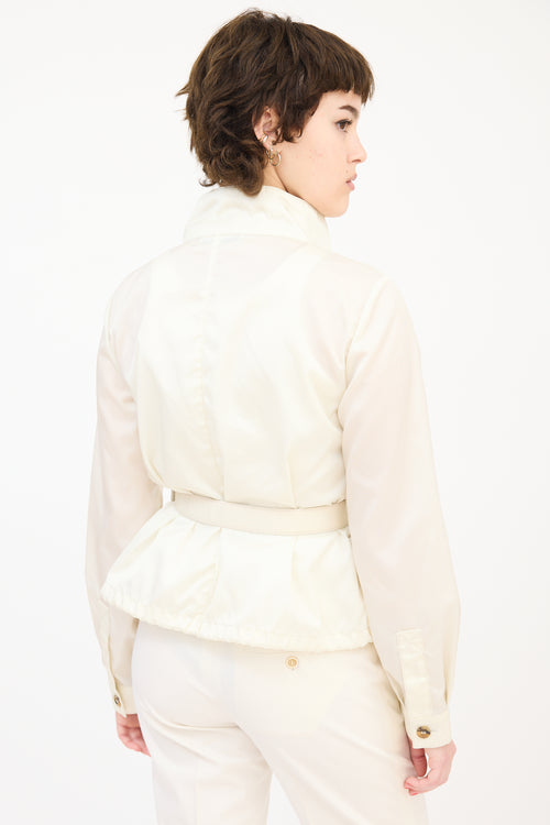 Prada Cream Nylon Belted Zip Jacket