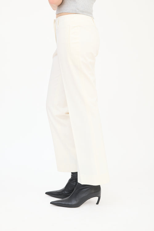 Prada Cream Nylon Straight Leg Trousers