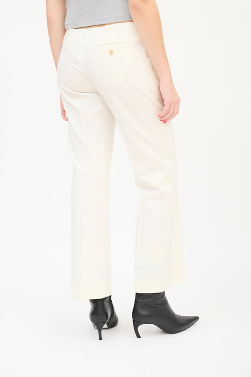 Prada Cream Nylon Straight Leg Trousers