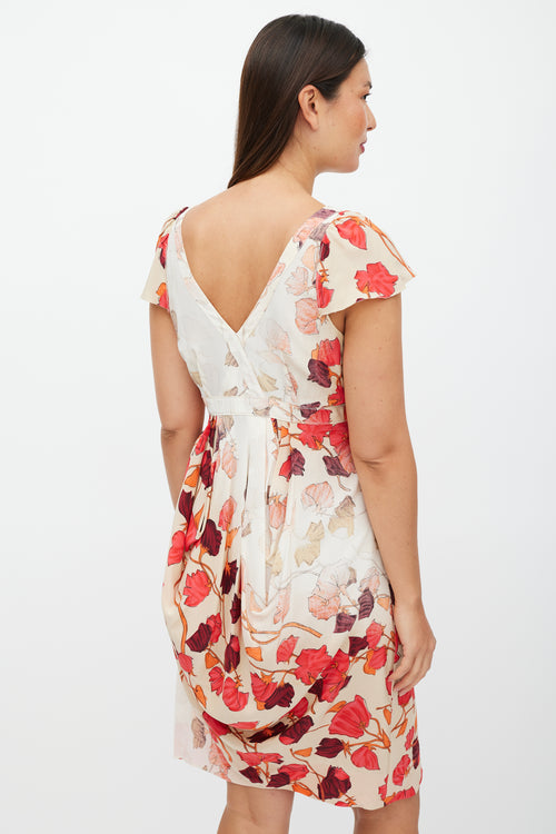 Prada Cream 
Red Leaf Dress