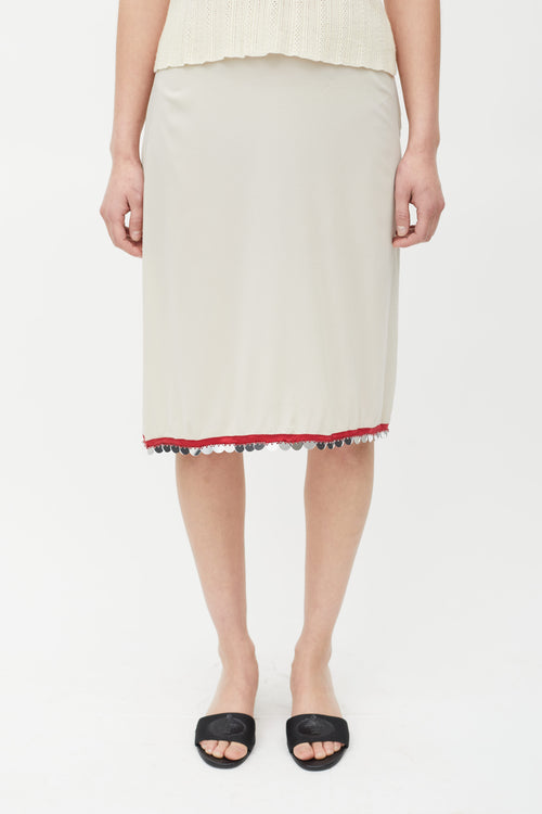 Prada Cream 
Red Sequin Skirt