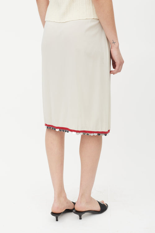 Prada Cream 
Red Sequin Skirt