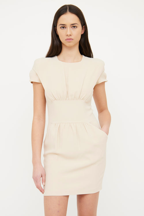 Prada Beige Ruched Short Sleeve Dress