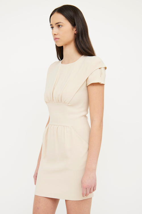 Prada Beige Ruched Short Sleeve Dress