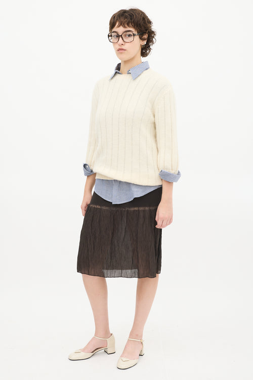 Prada Brown Plissé Drop Waist Skirt