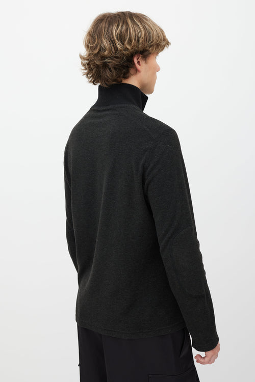 Prada Dark Grey 
Black Fleece Quarter Zip Sweater