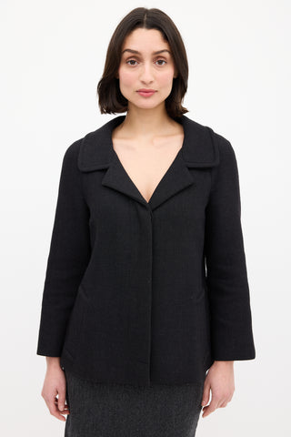 Prada Dark Grey Wool Box Pleat Jacket