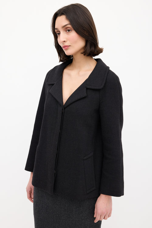 Prada Dark Grey Wool Box Pleat Jacket