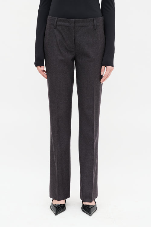 Prada Dark Grey Wool Flared Trouser