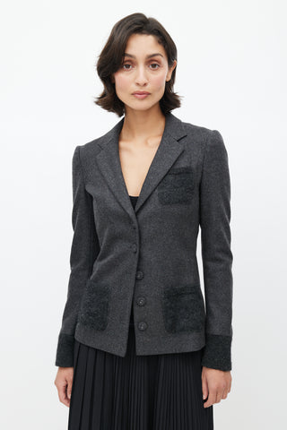 Prada Grey Wool Ribbed Blazer