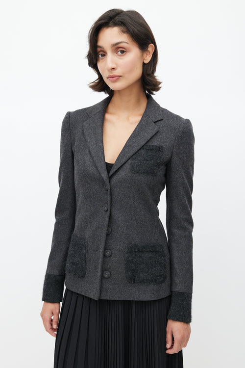 Prada Grey Wool Ribbed Blazer