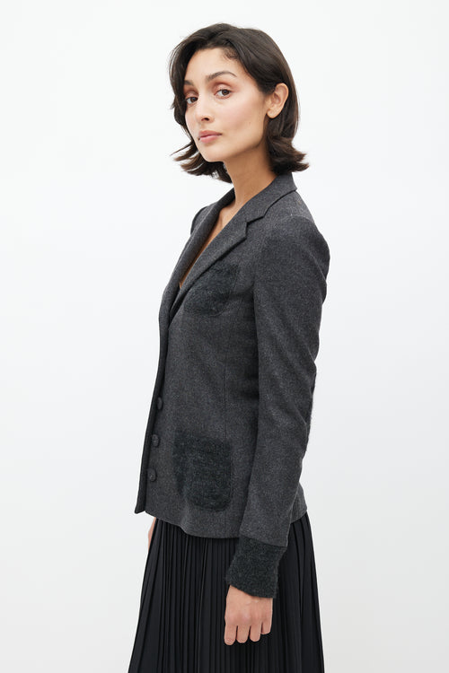 Prada Grey Wool Ribbed Blazer