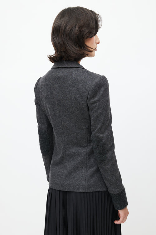 Prada Grey Wool Ribbed Blazer