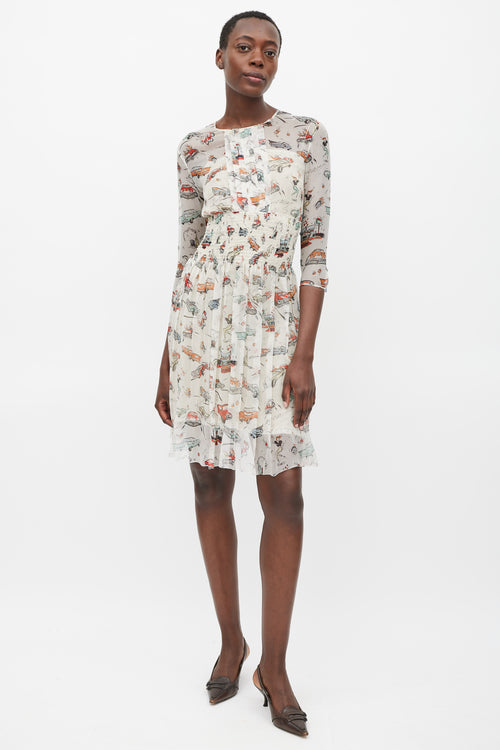 Prada FW 2012 Cream 
Multicolour Car Printed Dress